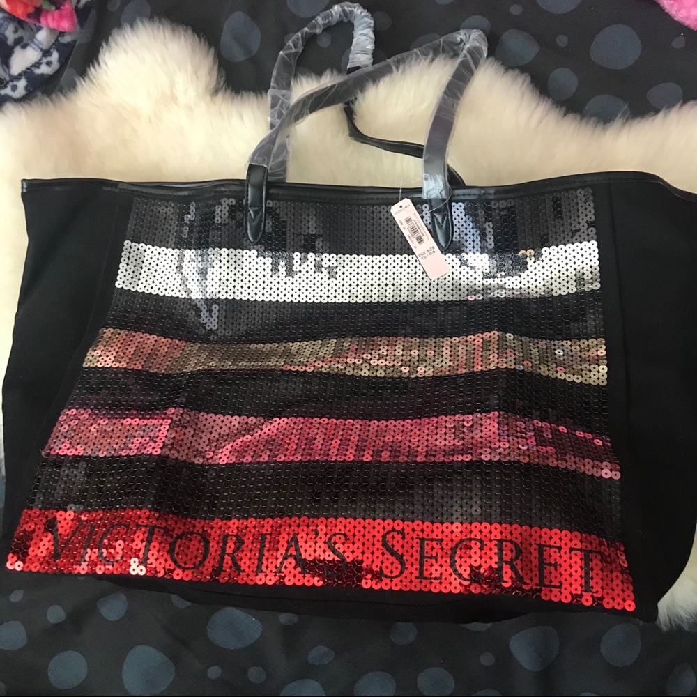 NWT Large Victoria Secret Sequin tote bag purse